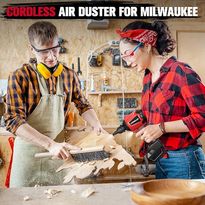 Cordless Dust Blower for Milwaukee m18 Battery, LIVOWALNY Leaf Blower Brushless Handheld Air Blower Sawdust Blower 447 MPH/39 CFM for Sawmill Room, Workshop Cleaning, Home Improvement (No Battery)