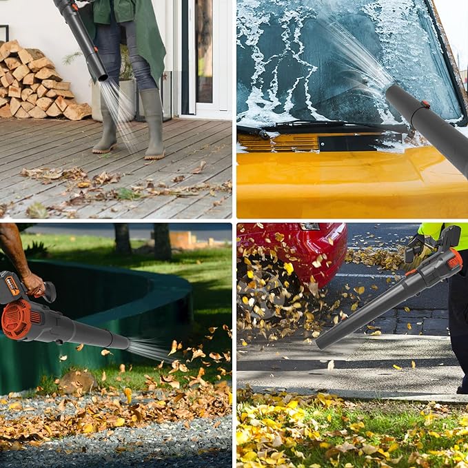 Leaf Blower Cordless - 500CFM 150MPH Brushless Electric Leaf Blower with Battery and Charger, 20V 2 packs 5.0 Ah Battery Powered Leaf Blower, for Lawn Care Yard Porch Driveway Patio Clean