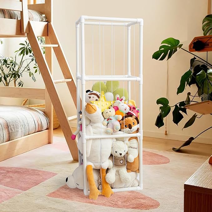 X-Large Stuffed Animal Zoo Storage Holder Stuffed Animal Storage Display Ideas PVC Plush with Bottom Net Toy Organizer Shelf Zoo Storage Cage for Doll Room Gift Play Room Nursery