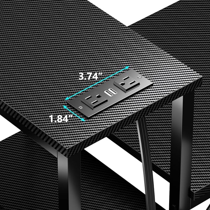 Furologee Charging Station for Black 2 Penson Desk with LED Lights and Monitor Stand