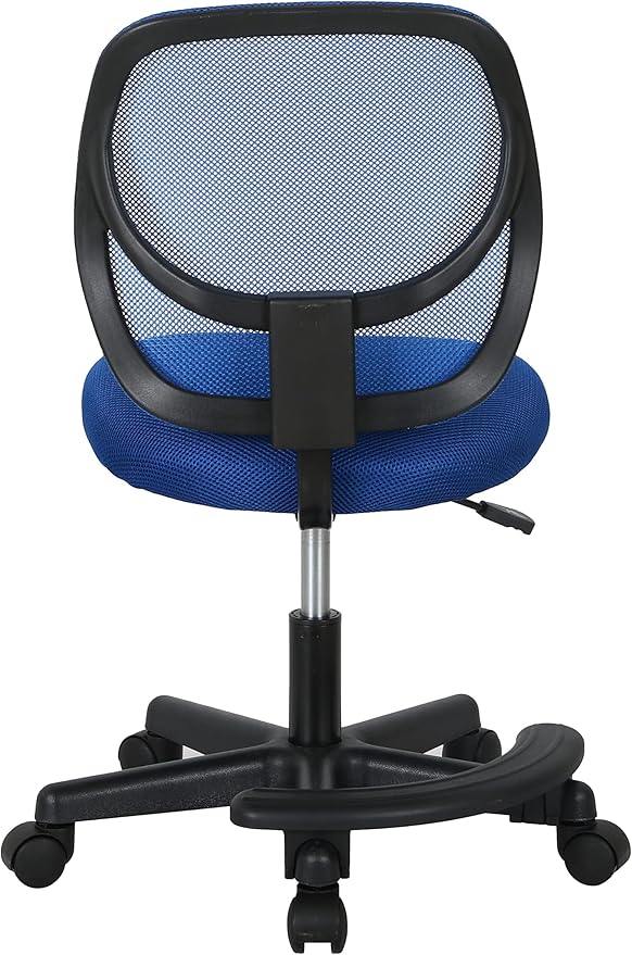 Amazon Basics Kids Adjustable Mesh Low-Back Swivel Study Desk Chair with Footrest, Blue