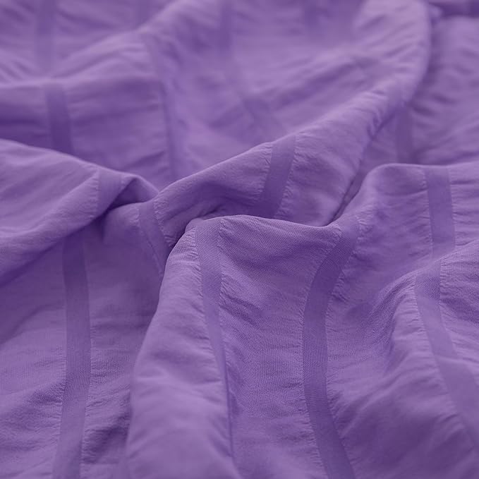 Seersucker Purple Queen Size Comforter Sets for Girls Women Boho Purple Seersucker Bedding Set & Collections 5 Pieces-Soft Lightweight Microfiber Bed Set for All Season,Queen 90''x90''…