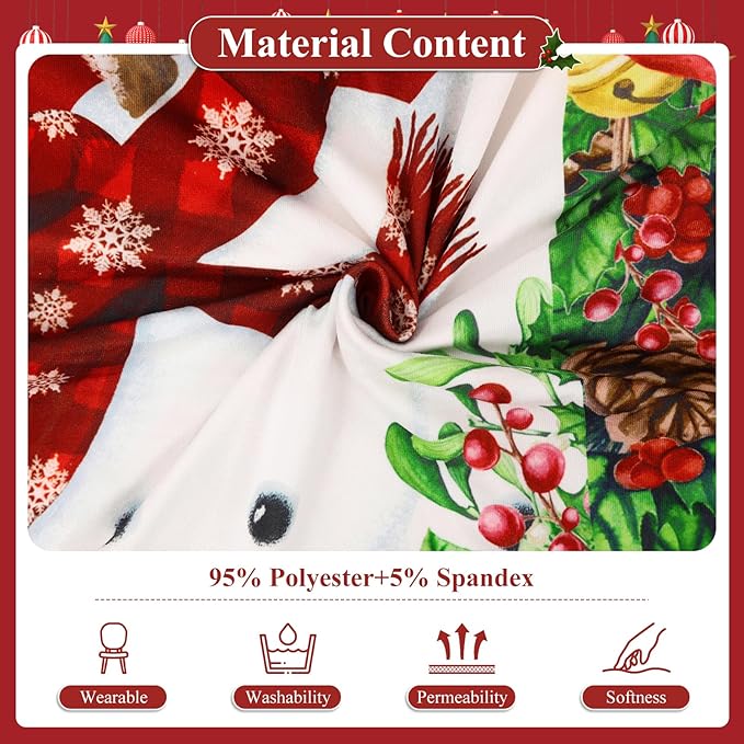 U'Artlines Christmas Chair Covers Set of 4, Removable Washable Merry Christmas Dining Chair Seat Covers Stretch Protector Slipcovers for Dining Room Kitchen Holiday Party Decor, Snowman