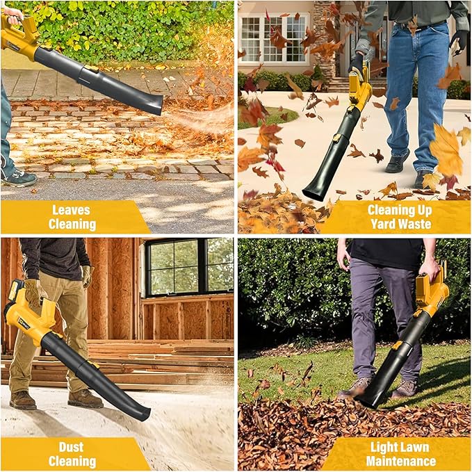 Leaf Blower Cordless Blowers for Lawn Care and 20V Electric Leaf Blower with 2 * 6.0Ah Battery Powered, Fast charger 540CFM/170MPH & 6 Speed Mode Adjustment
