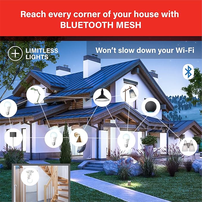 Sengled Alexa Light Bulbs, 75W Equivalent, S1 Auto Pairing with Alexa Devices, Smart Light Bulb that Work with Alexa, Bluetooth Mesh Smart Home Lighting, Daylight 5000K, No Hub Required, 4-Pack