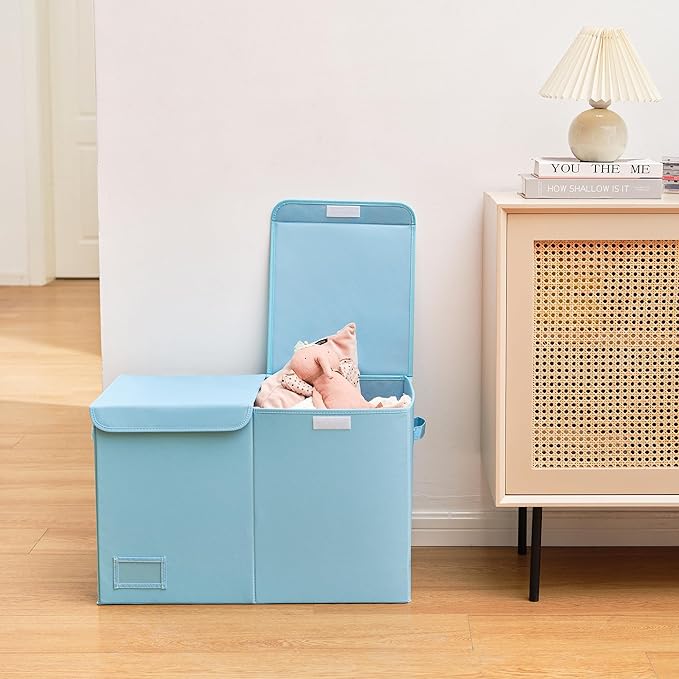 GRANNY SAYS Toy Chest with Lids, Foldable Toy Storage Organizer with Handles, Stuffed Animal Storage for Nursery Room Playroom, Living Room, Large Toy Box for Boys and Girls, Light Blue