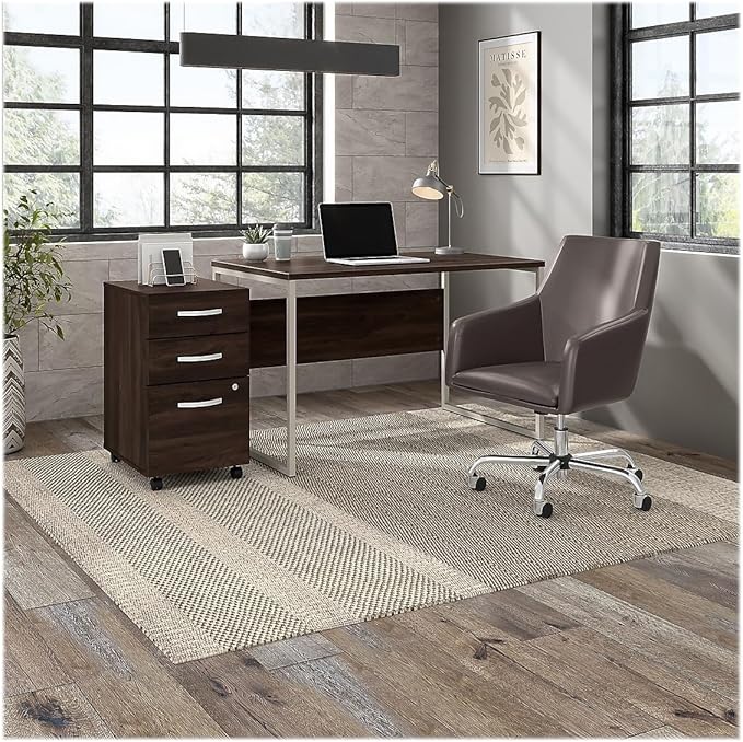 Bush Business Furniture HYF216BWSU-Z Hybrid 3-Drawer Mobile File Cabinet, Letter/Legal, Black Walnut, 20-Inch