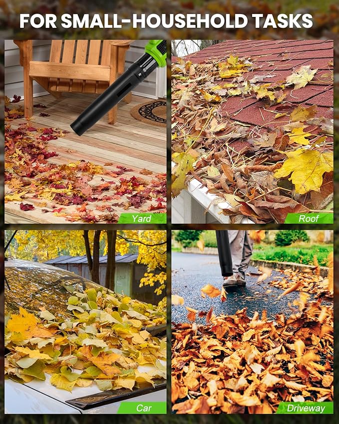 HARDELL Leaf Blower Cordless, 20V Electric Leaf Blower with Battery and Charger, 280 MPH Powerful Battery Powered Leaf Blower for Lawn Care, Patio, Yard, Side Walk, Snow Blowing