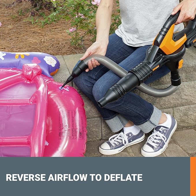 Worx 20V Cordless Leaf Blower WG545.1, Up to 120 MPH Air Speed, Long Nozzle Design for Narrow Spaces, Ideal for Indoor and Outdoor Cleaning, 9x Cleaning Attachments, Battery and Charger Included