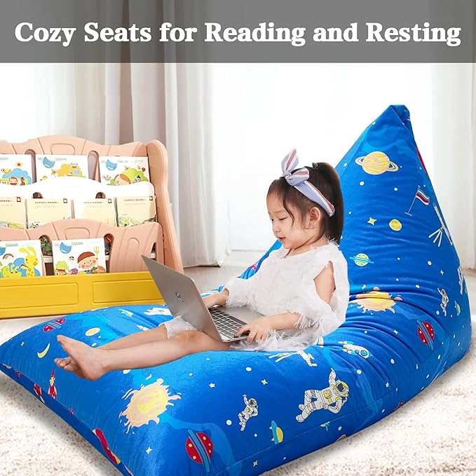 Jorbest Stuffed Animal Storage, Soccer Stuffed Animal Bean Bag Storage, Bean Bag Chair Cover for Kids, Luxury Velvet Stuffie Seat - Cover ONLY (200L/52 Gal)