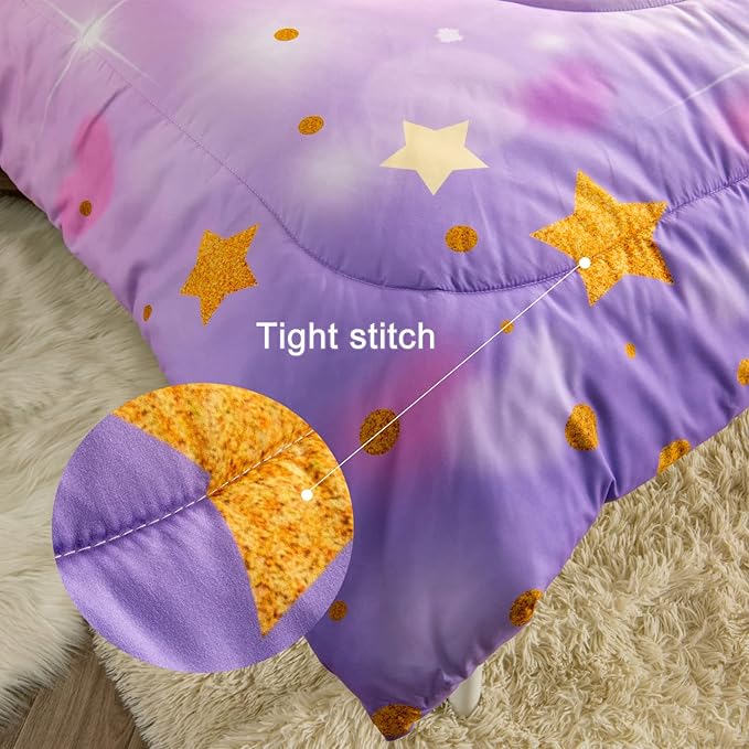 Unicorn Twin Bedding Sets for Girls Kids Comforter Set Twin Size with 2 Pillowcases Purple Unicorn Room Decor for Girls Bedroom Ultra Soft Machine Washable Toddler Bed Set