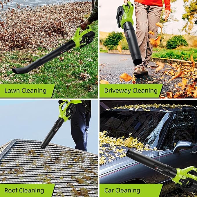 Leaf Blower Cordless, 580CFM/160MPH Electric Leaf Blower with 8.0Ah Battery, Blower with Extension Nozzle, Lightweight Leaf Blowers for Lawn Care, Yard, Garage, Patio & Sidewalk