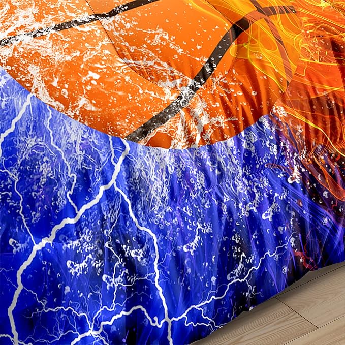Basketball Comforter Set Queen Size Basketball Queen Comforter Sets for Boys Basketball Bedding Sport Microfiber Queen Bedding Set for Kids Boys Teens, 1 Comforter+2 Pillowcases