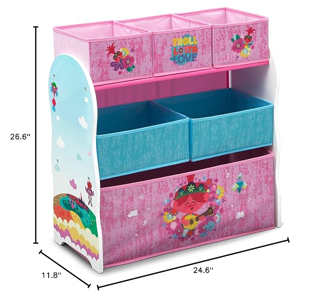 Delta Children Design and Store 6 Bin Toy Storage Organizer, Trolls World Tour