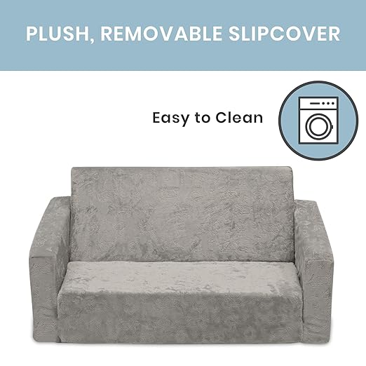 Delta Children MySize 9 Bin Plastic Toy Organizer - Greenguard Gold Certified, Grey & Serta Perfect Extra Wide Convertible Sofa to Lounger, Comfy 2-in-1 Flip Open Couch/Sleeper for Kids, Grey