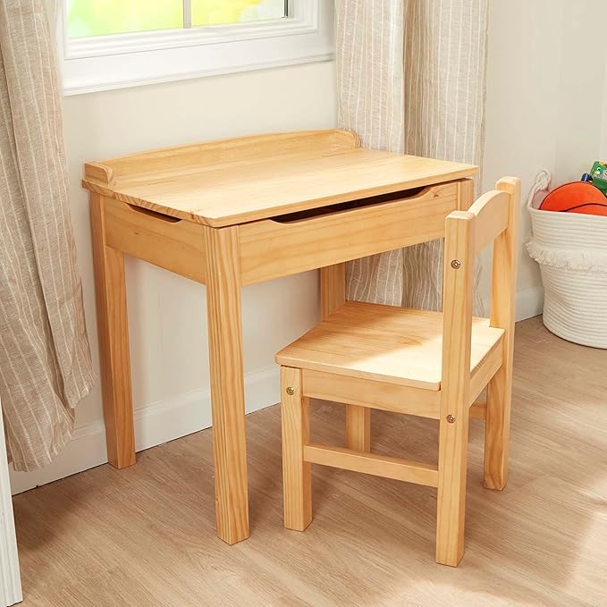 Melissa & Doug Wooden Lift-Top Desk & Chair - Honey