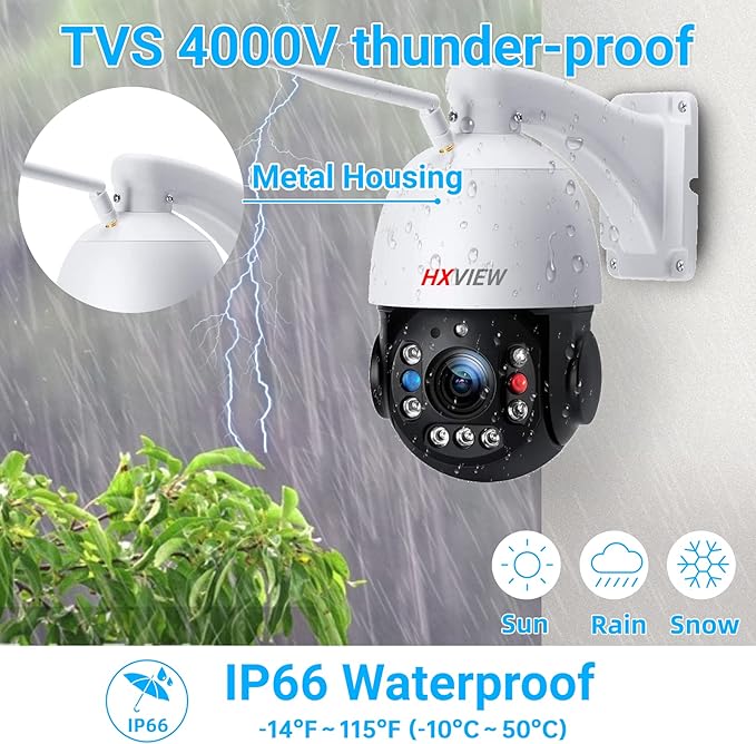 PTZ Camera Outdoor, 30X Optical Zoom Security Camera, 5MP Wireless WiFi RTSP IP Camera, 1000FT Night Vision, Auto Tracking, Emergency Strobe Light Alarm, Human Detection, 2-Way Audio