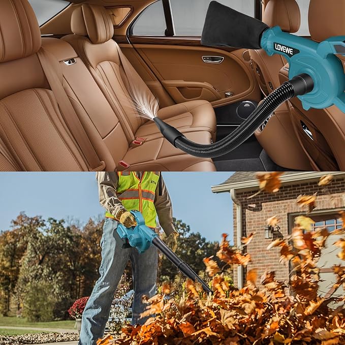 Cordless Leaf Blower, 150Mph 3 Speed Mode Handheld Electric Leaf Blowers 2-in-1 Lightweight Mini Cordless Leaf Vacuum with Brushless Motor for 18-21V Battery(Battery Not Included)