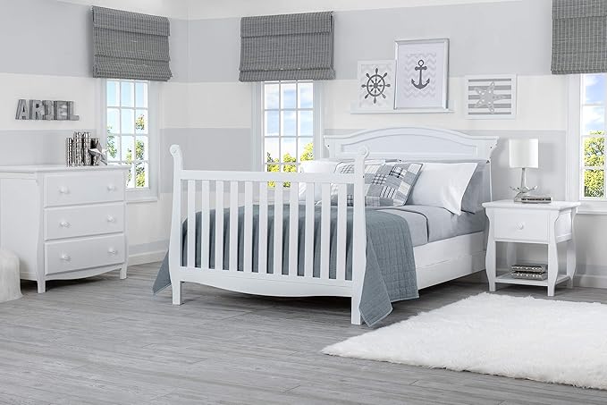 Delta Children Lancaster 4-in-1 Convertible Baby Crib, Bianca White