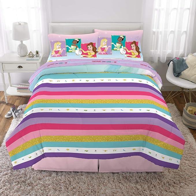 Disney Princess Ariel Kids Bedding Super Soft Comforter And Sheet Set, 5 Piece Full Size, "Official" Disney Product By Franco