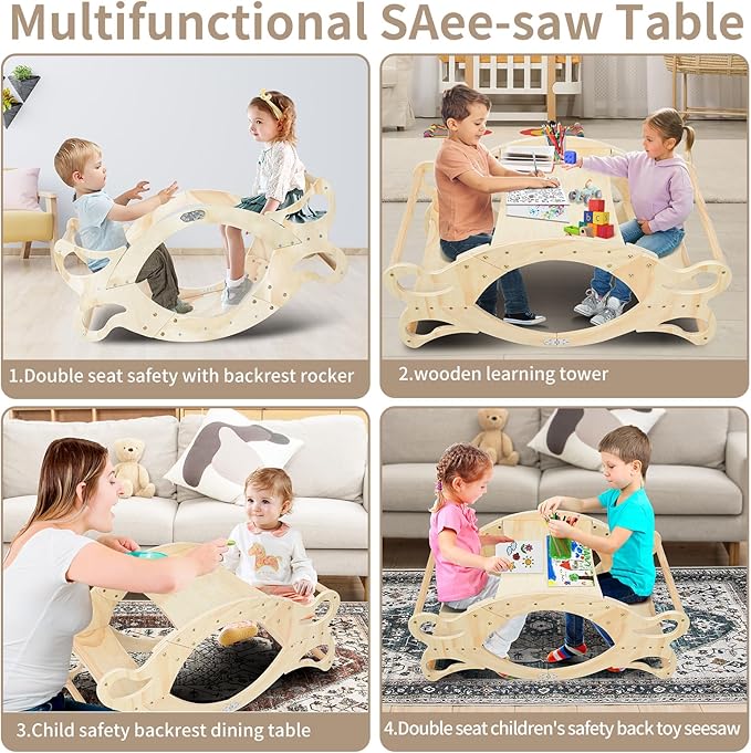 Wooden 2 in-1 Kids Table and Chair Set, Kids Activity Table for Drawing Read Playing, Toddler Learning Play Table Toys for Home, Nursery, Playroom, Gift for Boy & Girl (Natural)