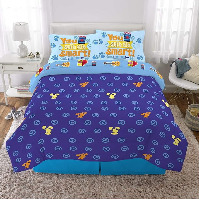 Franco Kids Bedding Super Soft Comforter and Sheet Set, 5 Piece Full Size, Blues Clues