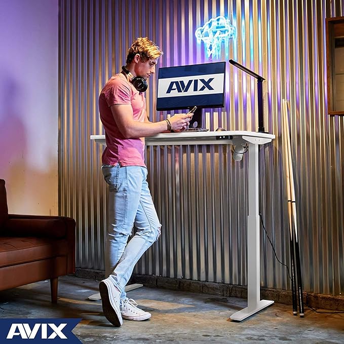AVIX Whole Piece Electric Standing Desk, 48 x 24 Inches Height Adjustable Desk, Sit Stand Desk Home Office Desks, Black