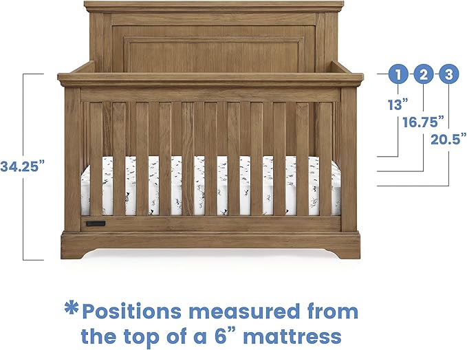 Delta Children Simmons Kids Paloma 4-in-1 Convertible Crib, Greenguard Gold Certified, Rustic Acorn