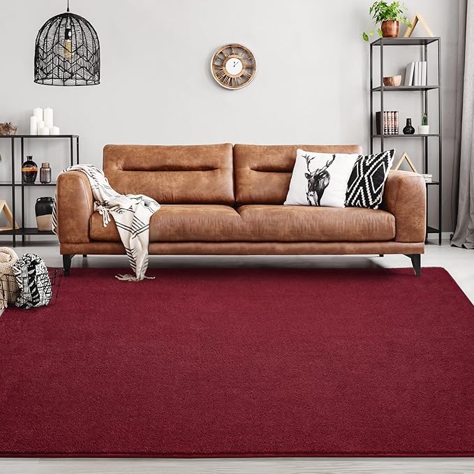 Area Rugs for Bedroom Living Room, 6x9 Rose Red Super Soft Comfy Thickened Memory-Foam Indoor Carpets, Modern Aesthetic Minimalist Carpet for Boys Girls Adults Apartment Nursery Home Décor