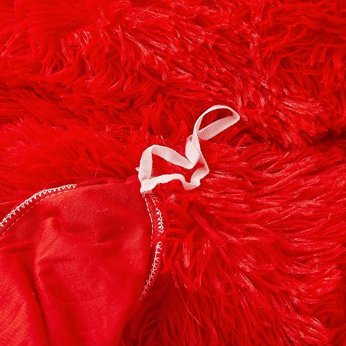 FOPPA Christmas red Comforter Cover Set Queen - Ultra Soft Plush red Bedding Sets 3 Pieces (1 Faux Fur Duvet Cover + 2 Faux Fur Pillow case) red Bed Set Queen (Red, Queen)