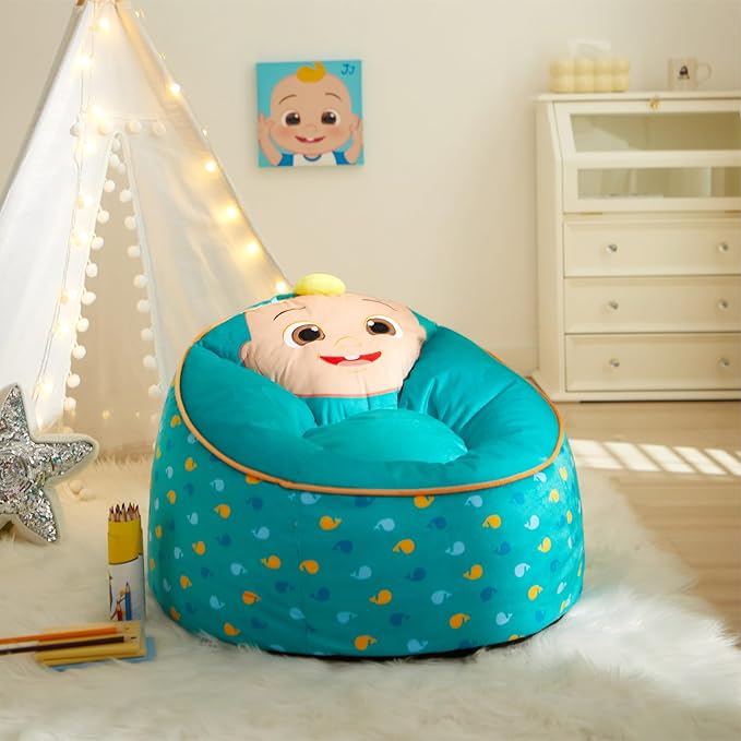 Idea Nuova Cocomelon Hillside by pod Kids Plush Bean Bag Chair, 24"x24"x25,Ages 3+