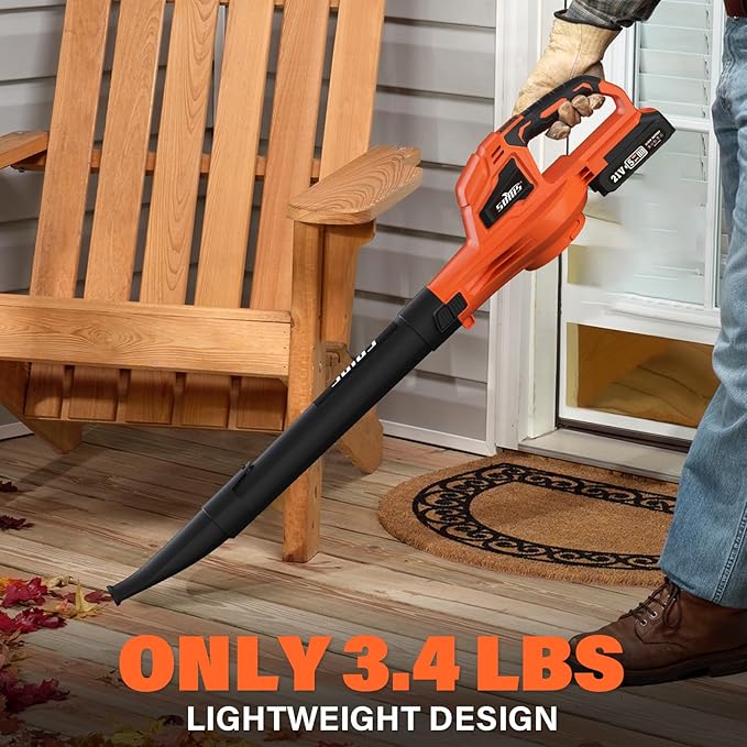 SOYUS Leaf Blower, 20V Leaf Blower Cordless with 2x2.0Ah Battery and Charger, 150 MPH Electric Leaf Blower with Two-Speed Mode, Blowers for Lawn Care, Debris Dust Cleaning(Orange)