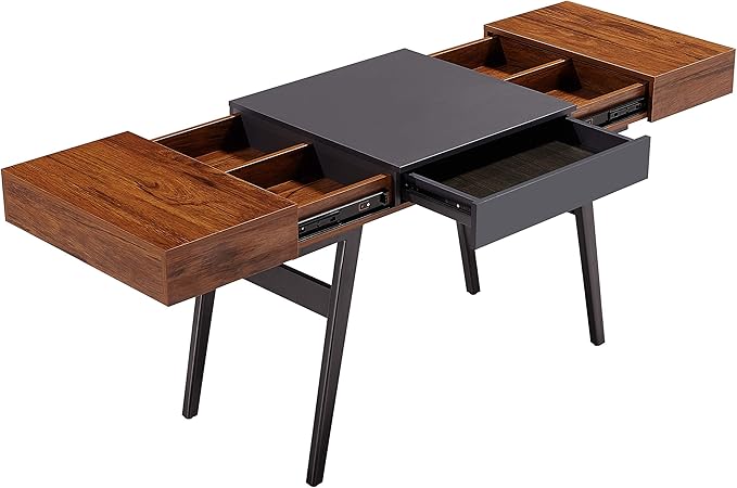 Techni Mobili Expandable Modern Storage Writing Desk, Mahogany