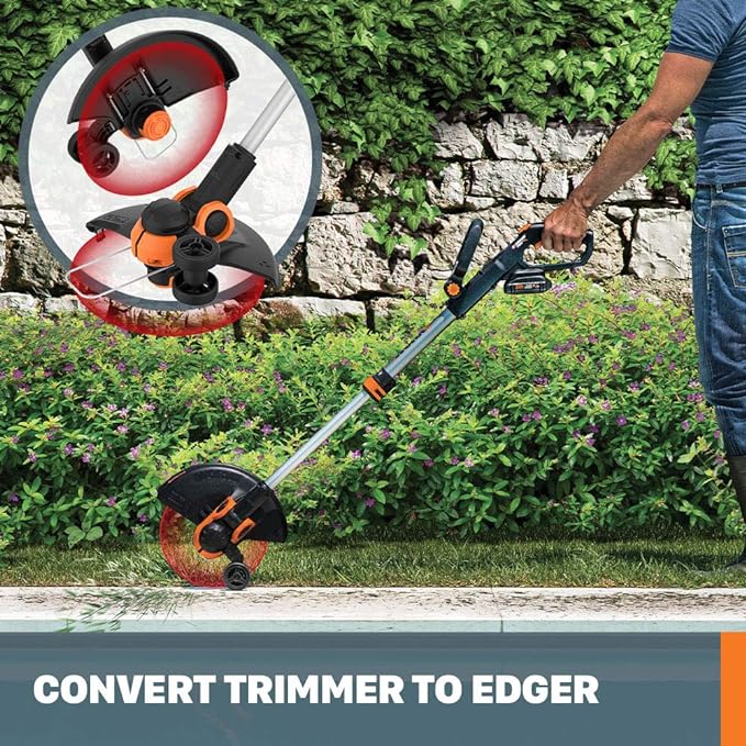 WORX WG509 12 Amp TRIVAC 3-in-1 Electric Leaf Blower with All Metal Mulching System & WG163 GT 3.0 20V PowerShare 12" Cordless String Trimmer & Edger (2 Batteries & Charger Included)