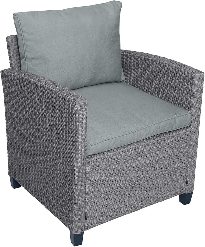 Outdoor Rattan Sectional Sofa with Dining Table, Chairs and Stools for Garden Backyard, 6-Piece Patio Furniture Set All-Weather Wicker Conversation Couch, Onesize, Gray