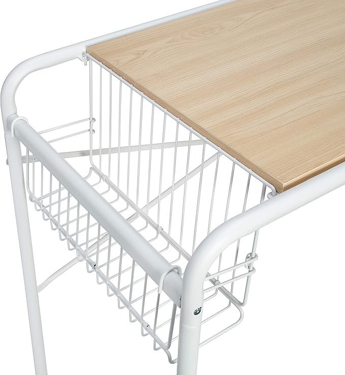 Honey-Can-Do Home Office Computer Desk with Side Basket, White OFC-09918 White