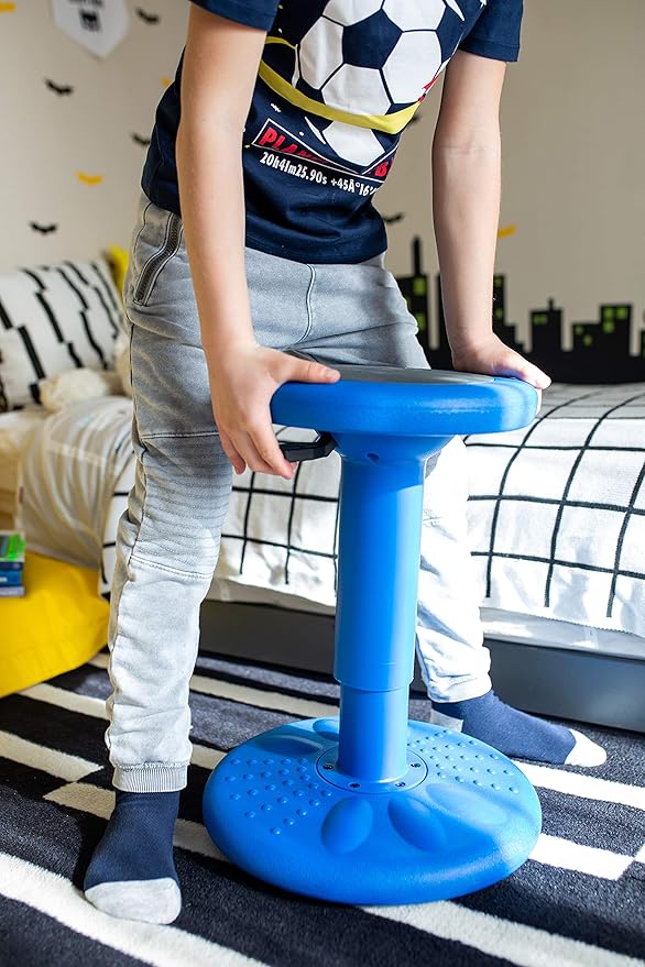 Studico ActiveChairs Adjustable Wobble Chair, Flexible Classroom Seating improves Focus, Posture & Helps ADHD/ADD. Classroom Stools, Active Wobble Chairs, Adjusts from 16.65" to 23.75" Ages 13-18 Blue