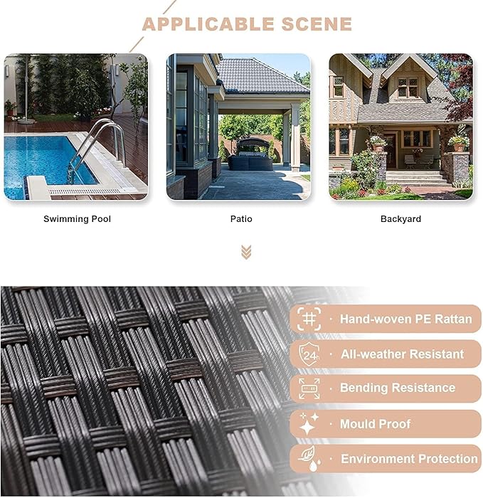 Kullavik 13PCS Outdoor Patio Furniture Set with 43" 55000BTU Gas Propane Fire Pit Table PE Wicker Rattan Sectional Sofa Patio Conversation Sets,Sand