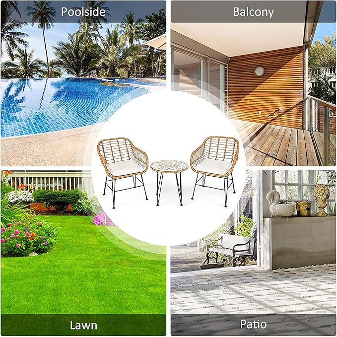 Bistro Table and Chairs Set of 2, OneSize, Pale Brown