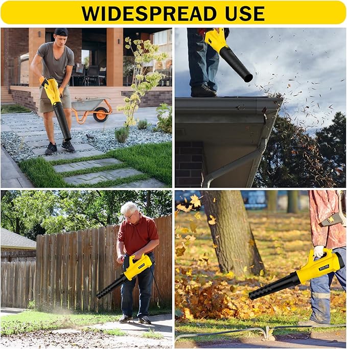 Leaf Blower, 3000W High Power Turbine Handheld Electric Leaf Blower, with 82 feet Extra Long Power Cord, 6-Gear Wind Speed Regulation, for Lawn Care, Yard, Garage, Patio, Blowing Leaves and Snow