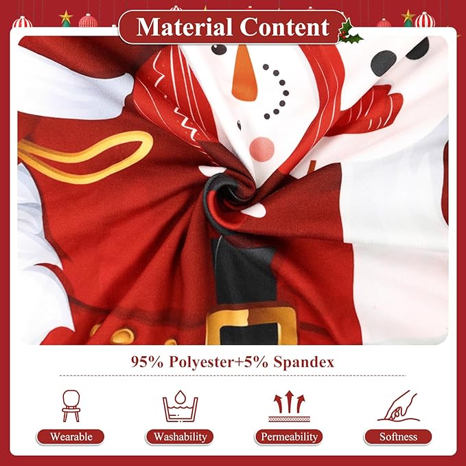 U'Artlines Christmas Chair Covers Set of 4, Removable Washable Merry Christmas Dining Chair Seat Covers Stretch Protector Slipcovers for Dining Room Kitchen Holiday Party Decor, Santa Claus
