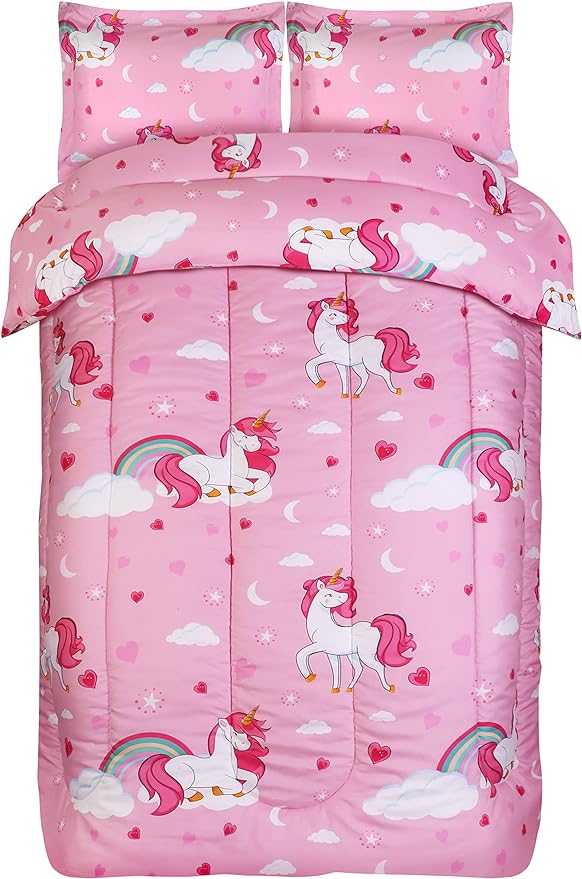 Utopia Bedding All Season Unicorn Comforter Set with 2 Pillow Cases, 3 Piece Soft Brushed Microfiber Kids Bedding Set for Boys/Girls, Machine Washable (Twin)