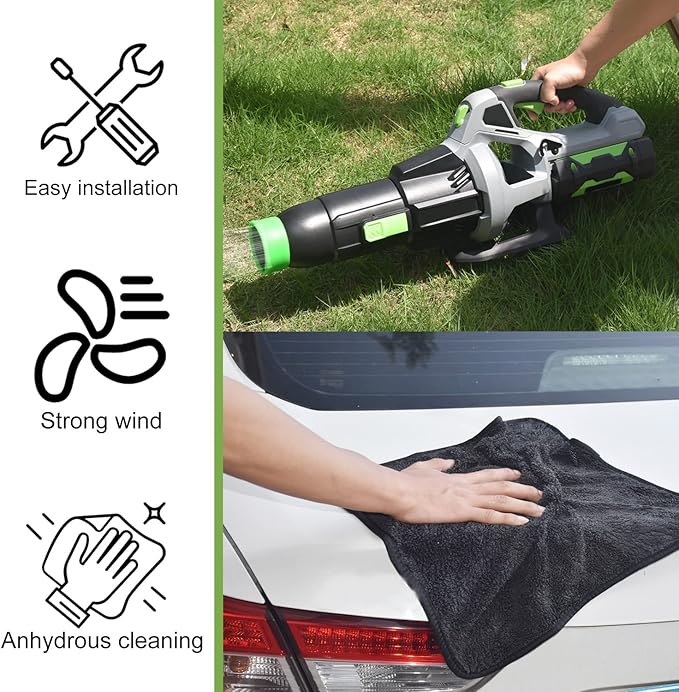 Car Drying Nozzle for EGO Leaf Blower - for EGO Power+ 530 575 580 615 650 765 Leaf Blower (Car Drying Nozzle/Car Wash Towel 16x16 in*2)