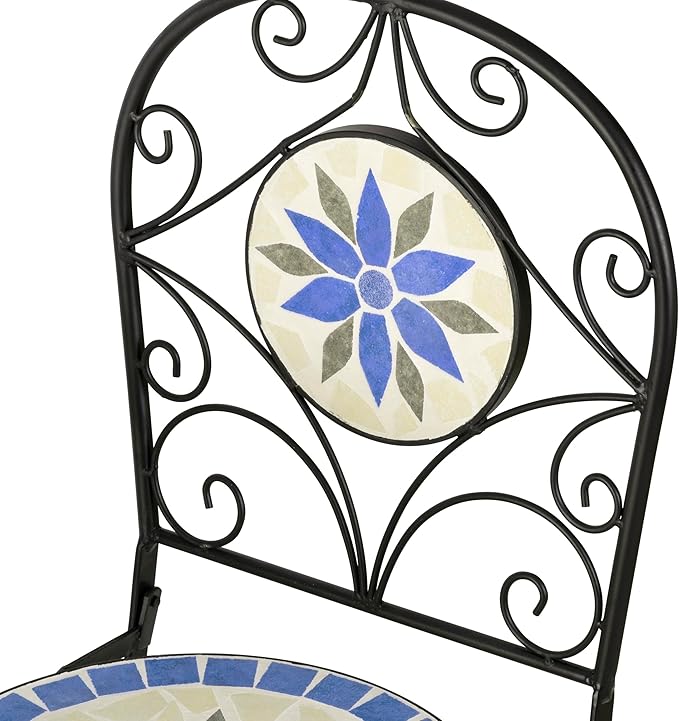 Alpine Corporation Blue and Beige Mosaic Bistro Set, 3-Piece