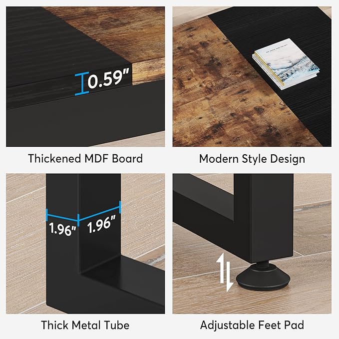 70.8 Inch Executive Desk, Large Computer Office Desk, Industrial Simple Business Study Writing Table for Home Office