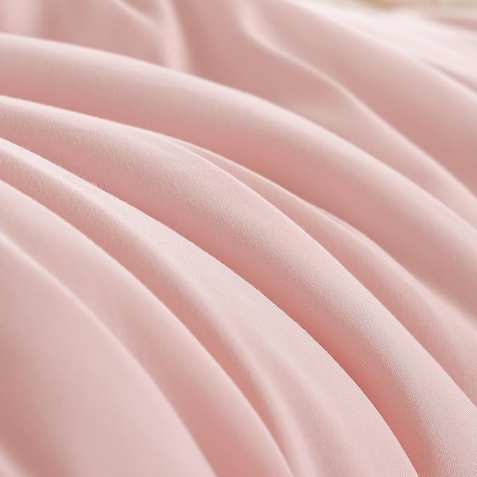 Queen Size Comforter Set Pink Comforter Modern Bedding Comforter Set for All Season Soft Lightweight Microfiber Girls Women Comforter Set (1 Blush Comforter, 2 Pillowcases)