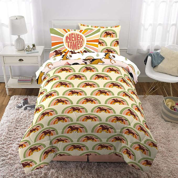 Franco Kids Bedding Super Soft Comforter and Sheet Set with Sham, 5 Piece Twin Size, Spirit Riding Free