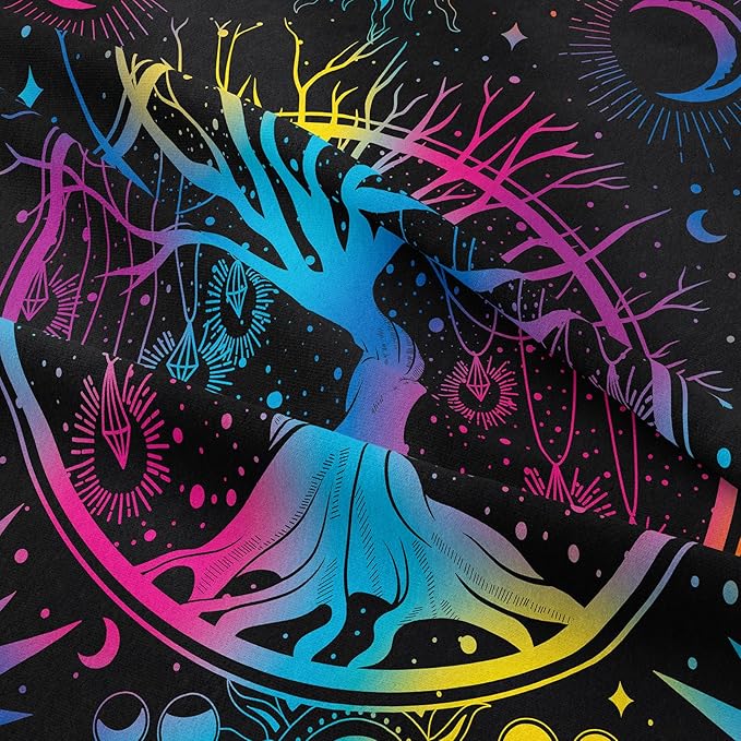 NINENINE Tree of Life Bedding Sets Queen Sun and Moon Comforter Set,Gothic Bohemian Comforter Set for Kids Boys Girls,Galaxy Stars Mandala Tribal Bed Set with 1 Comforter 2Pillowcases…