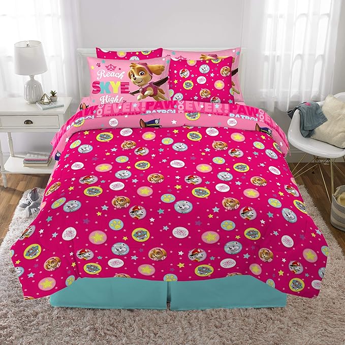Paw Patrol Girls Kids Bedding Super Soft Comforter And Sheet Set With Sham, 7 Piece Full Size, (Official) Nickelodeon Product By Franco