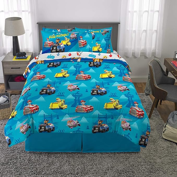 Franco Kids Bedding Super Soft Comforter and Sheet Set with Sham, 7 Piece Full Size, Paw Patrol